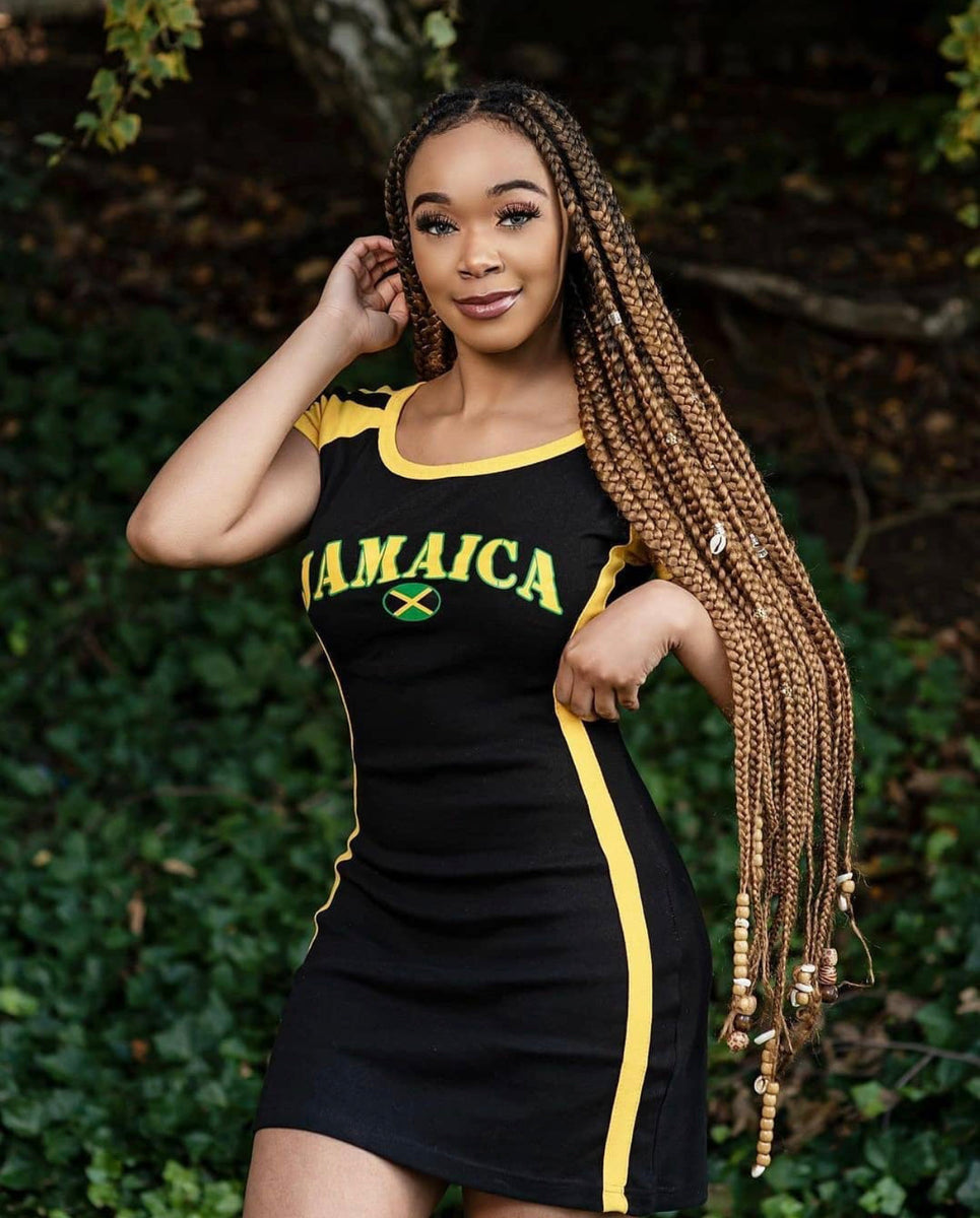 jamaica t shirt dress Jamaican Flag and All-Over-Print T-Shirt Dress