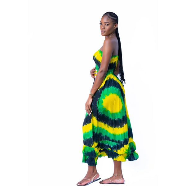 Jamaica and Rasta tyedye maxi dress
