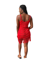 Red crochet coverup