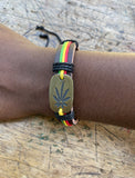 Rasta Weedleaf leather bracelet