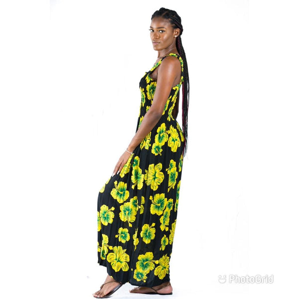 Jamaican hibiscus maxi dress