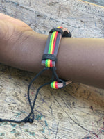 Rasta Weedleaf leather bracelet