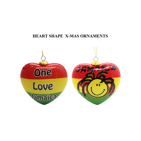 Heart shaped Jamaican Christmas ornaments